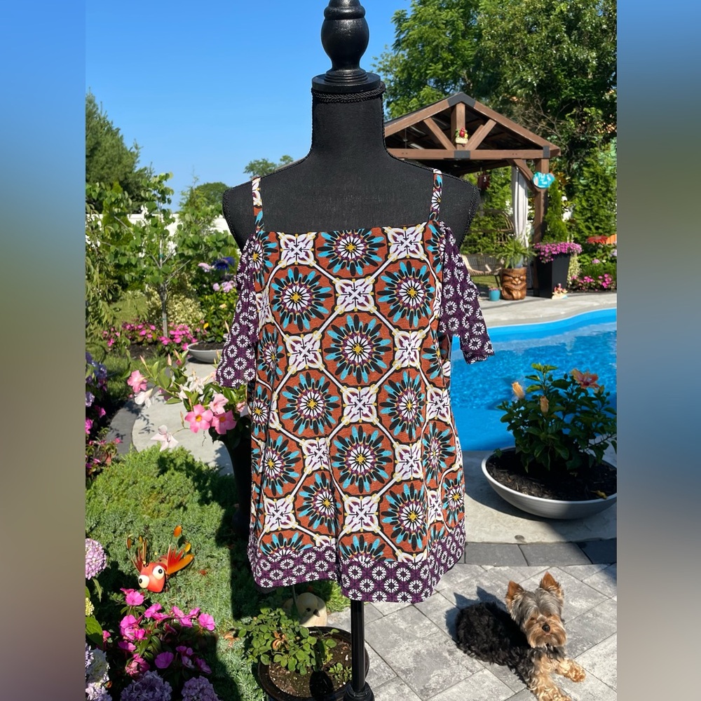 INC International Concepts Women's Cold Shoulder Starburst Tank Top Size Small